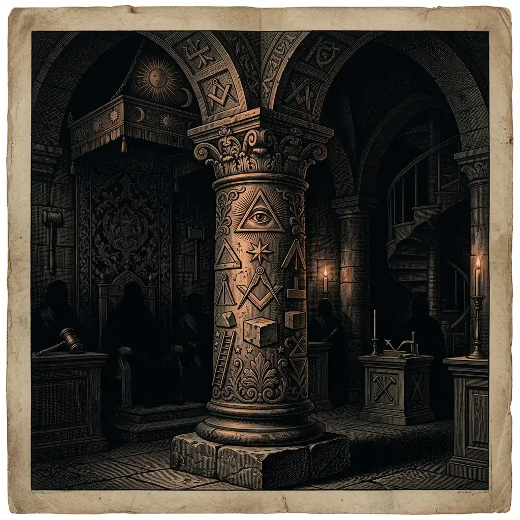 freemasonry dark archival illustration