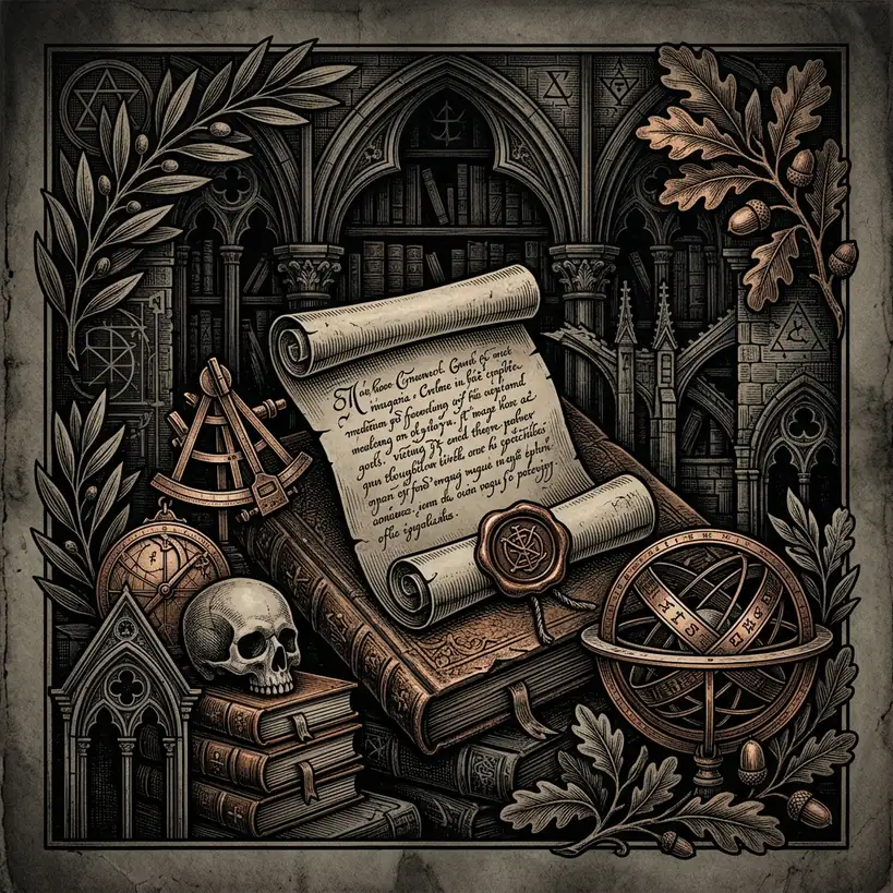 quotation scroll rolled and sealed with wax — Mystery Babylon episode 15 archival illustration