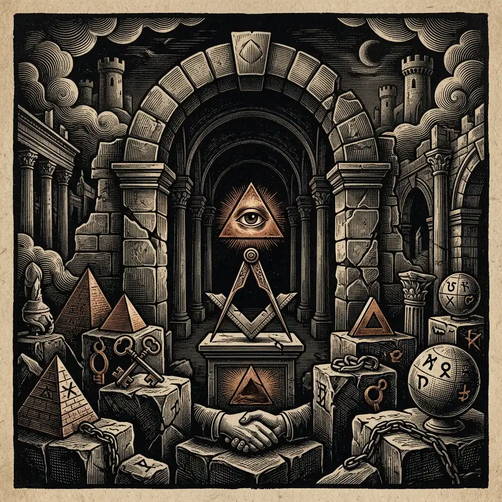 Anti-Masonic Party broadside printing press type - Mystery Babylon episode 21 archival illustration