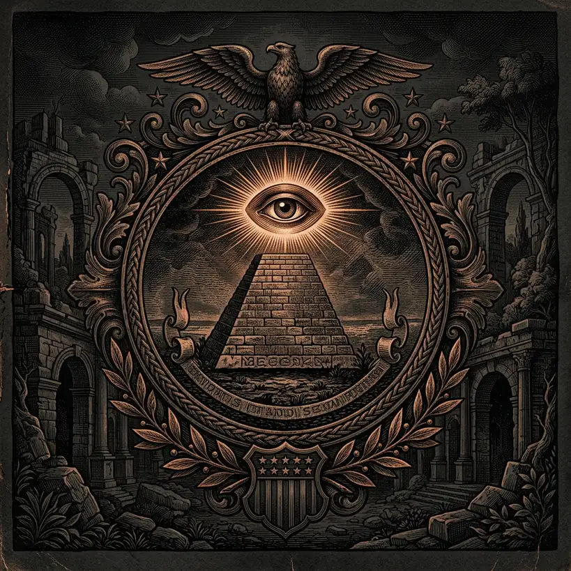 Great Seal reverse image engraving — Mystery Babylon episode 26 archival illustration