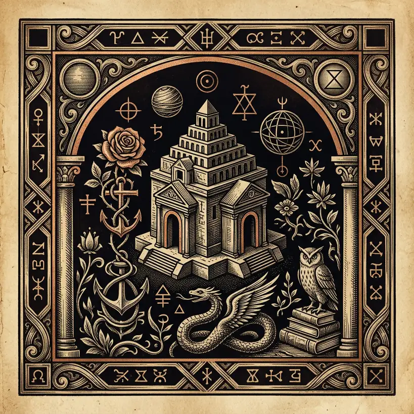 Rosicrucian manifesto page detail — Mystery Babylon episode 36 archival illustration
