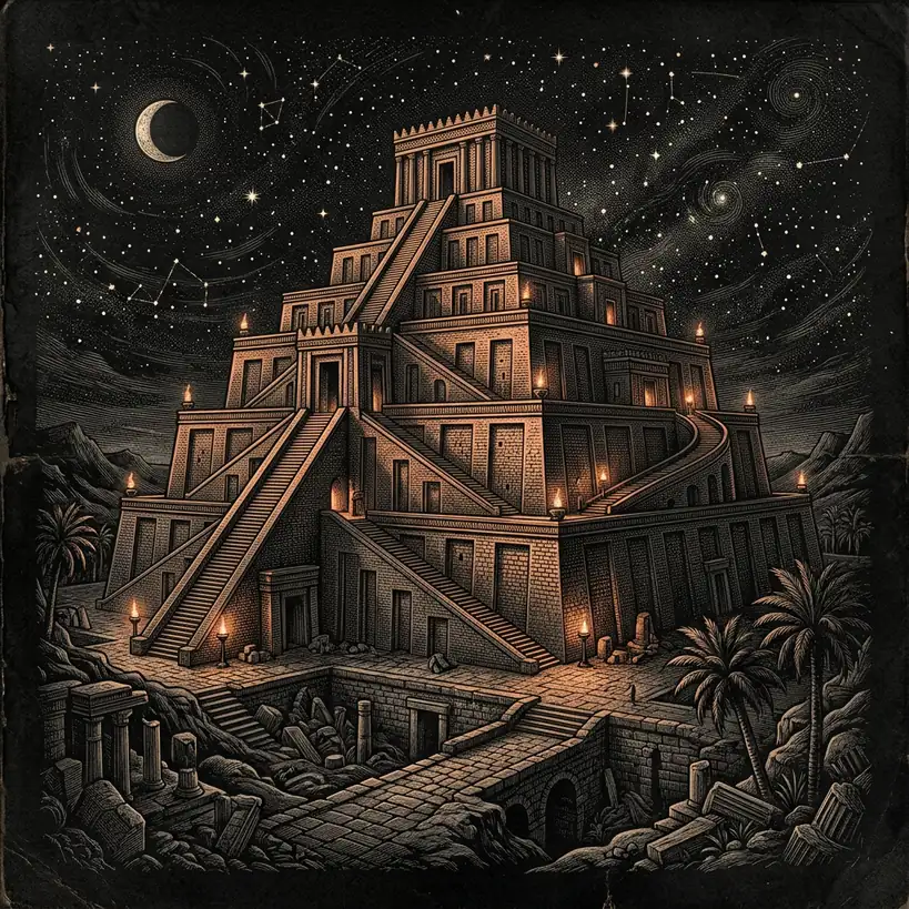 mystery babylon revelation dark archival illustration