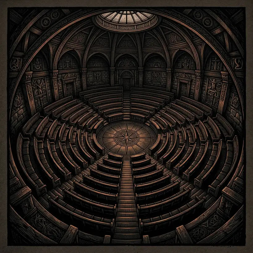 secret societies dark archival illustration