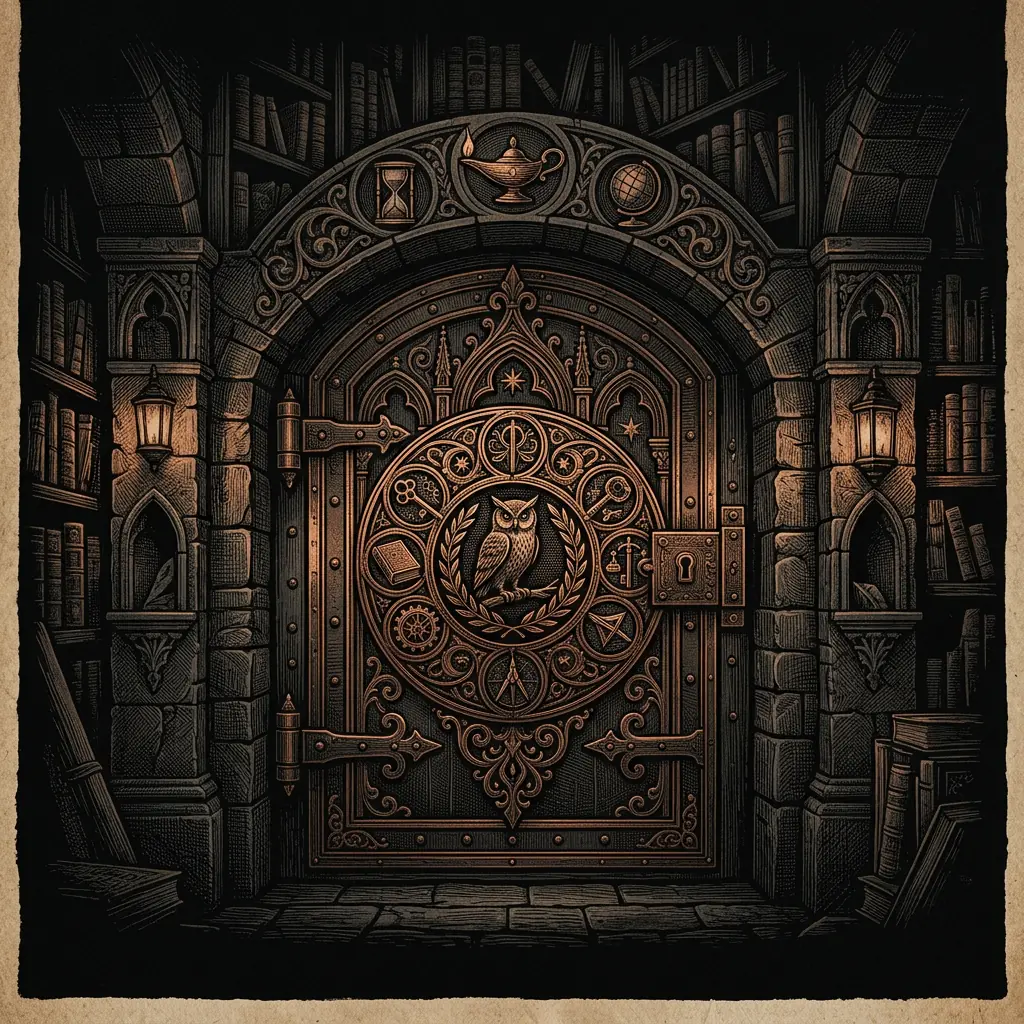 secret societies dark archival illustration